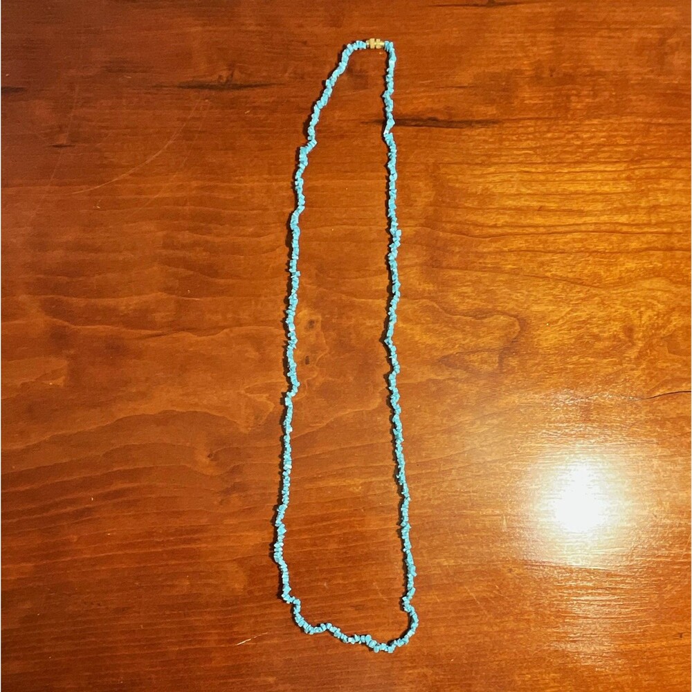 Blue Stone Beaded Strand Necklace 14”